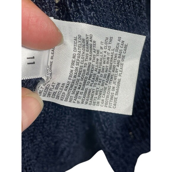 Ines de la Fressange Uniqlo Cardigan Open Knit Linen Sweater Navy Blue Womens‎ S - Picture 7 of 10